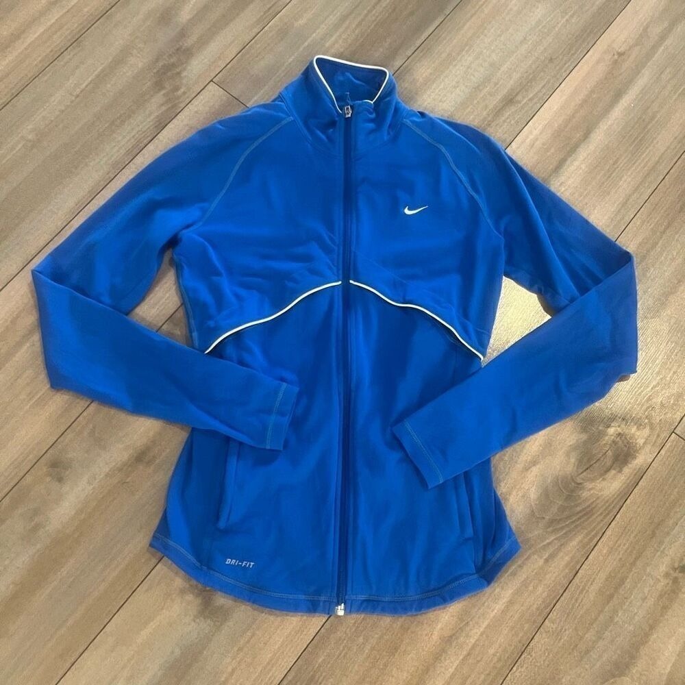 Nike Dri-FIT Womens Royal Blue Full Zip Running Track Jacket Small S‎ 4-6